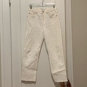 Zara White Straight Leg High Rise Jean